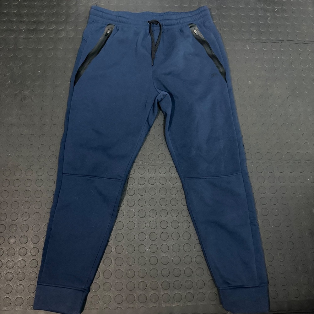 LEG3ND Mens Tech Fleece Joggers Navy Blue Tapered Athletic Sweatpants Large